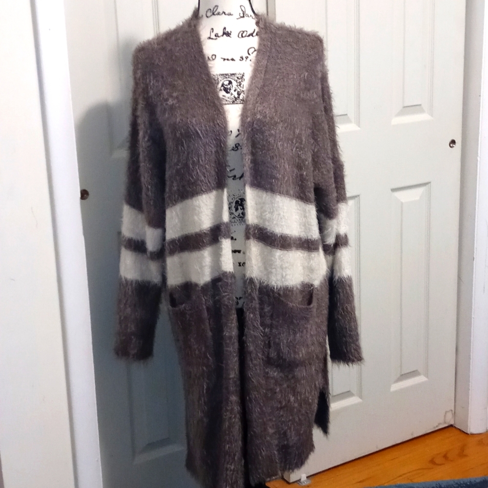 Easel long color block cardigan